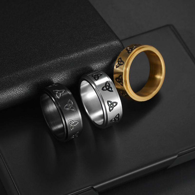 Moodne roostevabast terasest ketrussõrmus naistele meestele Viking Celtic Knot pööratav Fidget ärevusrõngas Hiphop Rock Biker Ehted