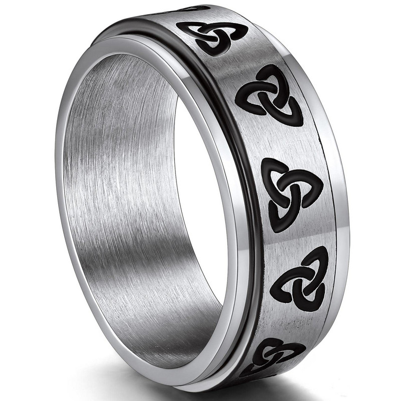 Moodne roostevabast terasest ketrussõrmus naistele meestele Viking Celtic Knot pööratav Fidget ärevusrõngas Hiphop Rock Biker Ehted