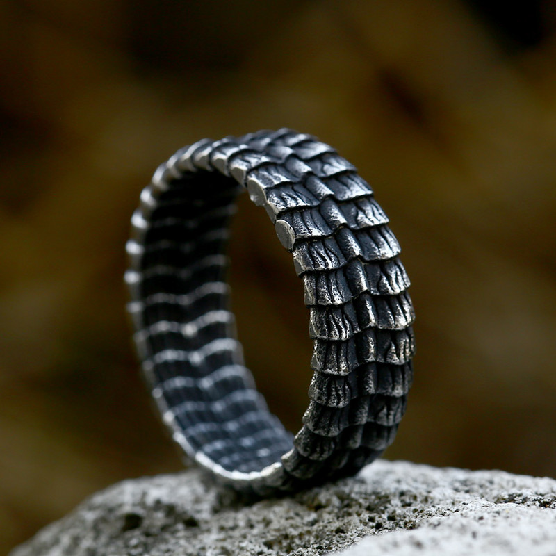 Vintage Dragon Scale Ring For Men Ανδρικό Steampunk Δαχτυλίδι Dragon Ring από ανοξείδωτο ατσάλι Hiphop Μοτοσικλέτα Rock Biker Κοσμήματα Χονδρική