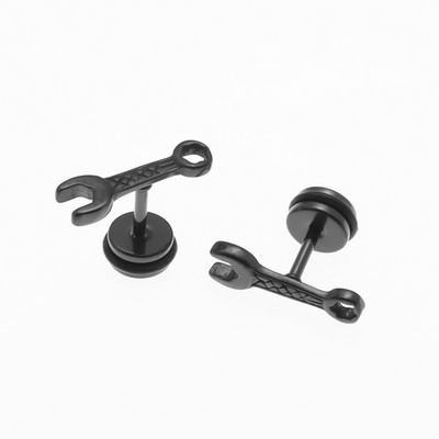 Hiphopa radošie panku instrumenti maza uzgriežņu atslēga nerūsējošā tērauda auskari vīriešiem, dāmām, forši, šarmanti, rotaslietas, naktsklubu aksesuāri