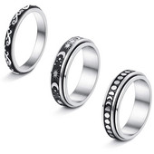Модни пръстени за безпокойство за мъже, жени от неръждаема стомана Spinner Ring Anxiety Fidget Ring Moon Star Sun Келтски пръстен за облекчаване на стреса