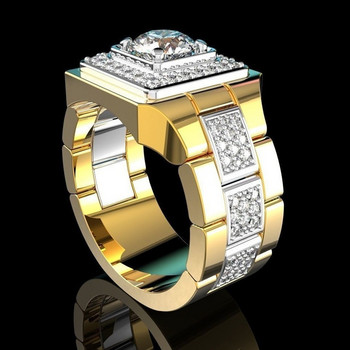 Πολυτελή ανδρικά, πλήρη λευκά κρυστάλλινα δαχτυλίδια, δημιουργικό ρολόι σε σχήμα Hip Hop Iced Out CZ Ring Πολυτελή κοσμήματα γαμήλιας μπάντας
