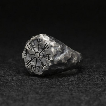 Vintage Odin Norse Viking Amulet Round Ring For Men Fashion Δαχτυλίδι Vegvisir από ανοξείδωτο ατσάλι Vegvisir Γαμήλιο κόσμημα Δώρα για την Ημέρα του Αγίου Βαλεντίνου