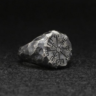 Vintažiniai Odin norvegų vikingų amuletai runų žiedai vyrams Madingi nerūdijančio plieno Vegvisir žiedai Vestuviniai papuošalai Valentino dienos dovanos