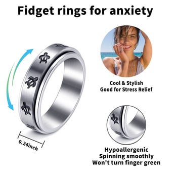 Χαριτωμένο δαχτυλίδι άγχους χελώνας για γυναίκες Ανδρικά δαχτυλίδια από ανοξείδωτο ατσάλι Fidget για το άγχος Δαχτυλίδι κατά του άγχους που ανακουφίζει από το στρες