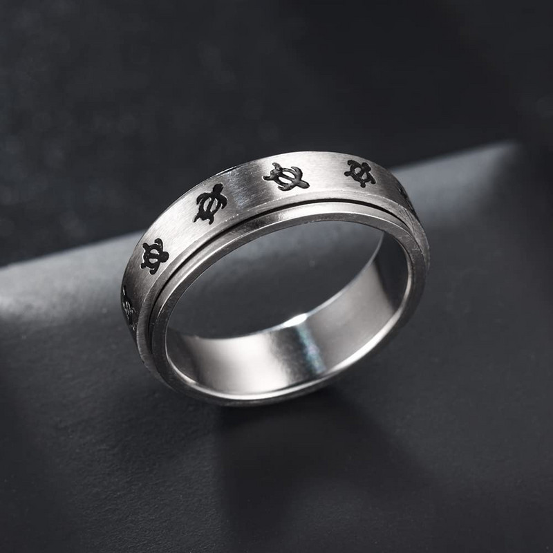 Aranyos teknős szorongásos gyűrű nőknek, férfiaknak, rozsdamentes acél gyűrűk szorongás ellen Szorongásgátló gyűrű Stresszoldó fonógyűrű