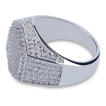 Μοντέρνο ανδρικό δαχτυλίδι χιπ χοπ ροκ Πολυτελές ασημί χρώμα Full Bling Iced Out Cubic Micro πλακόστρωτα δαχτυλίδια CZ Δώρο κοσμήματα για γαμήλια πάρτι