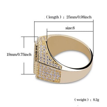 Μοντέρνο ανδρικό δαχτυλίδι χιπ χοπ ροκ Πολυτελές ασημί χρώμα Full Bling Iced Out Cubic Micro πλακόστρωτα δαχτυλίδια CZ Δώρο κοσμήματα για γαμήλια πάρτι
