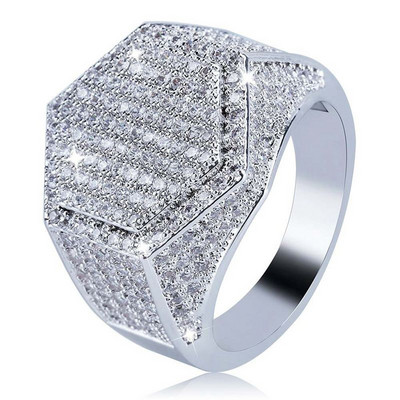 Trendy Hip Hop Rock Muški prsten Luksuzni srebrni pun sjaj Iced Out Cubic Micro Paved CZ prstenje Nakit za vjenčanje Poklon