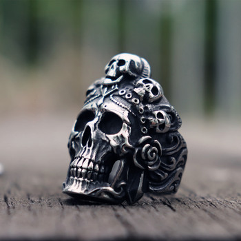 Gothic Punk Satanic Devil Death Skull Ring for Men Cool Ανδρικά Δαχτυλίδια από ανοξείδωτο ατσάλι Hiphop Men Rock Biker Jewelry Δώρο για αυτόν