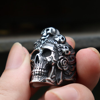 Gothic Punk Satanic Devil Death Skull Ring for Men Cool Ανδρικά Δαχτυλίδια από ανοξείδωτο ατσάλι Hiphop Men Rock Biker Jewelry Δώρο για αυτόν