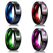 8 mm Vjenčani prsten od titanijskog čelika za muškarce Žene punk keltski zmaj plavo crveni prsten od karbonskih vlakana AAA cirkonij umetnut muški vjenčani prsten