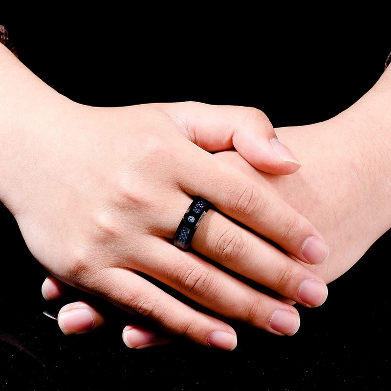 8 mm Vjenčani prsten od titanijskog čelika za muškarce Žene punk keltski zmaj plavo crveni prsten od karbonskih vlakana AAA cirkonij umetnut muški vjenčani prsten