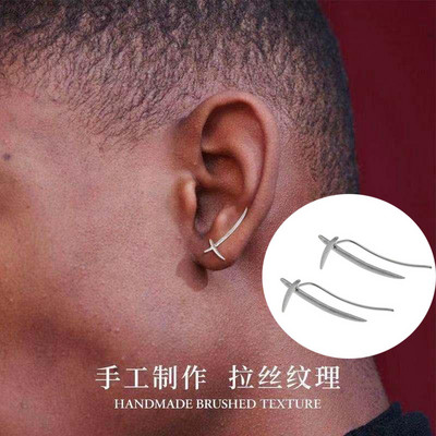 Vintage melns galvaskauss adatas stīpas auskari hipoalerģiski auskari panku biker roks vīriešiem rotaslietas aksesuāri