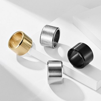 Обикновени 15 мм големи титаниеви стоманени пръстени с широко лице за мъже, висококачествени пръстени с матово покритие от неръждаема стомана, бижута за сватбени партита