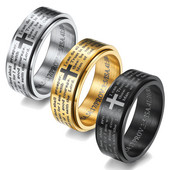 Vintage muškarci od nehrđajućeg čelika s biblijskim stihovima s Isusovim križem prsten za otpuštanje stresa Spinner prsten koji se može okretati fidget prsten retro ault nakit