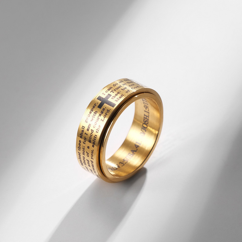 Vintage muškarci od nehrđajućeg čelika s biblijskim stihovima s Isusovim križem prsten za otpuštanje stresa Spinner prsten koji se može okretati fidget prsten retro ault nakit