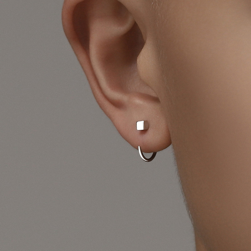 Vintage minimalista négyzet alakú fülbevaló tiniknek Füllyukasztó fülbevaló Női Férfi Piercing Szokatlan party fülbevaló Ékszer