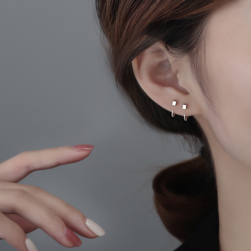 Vintage minimalista négyzet alakú fülbevaló tiniknek Füllyukasztó fülbevaló Női Férfi Piercing Szokatlan party fülbevaló Ékszer