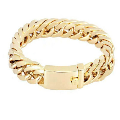 1 ΤΕΜ Ρετρό 18 καράτια επιχρυσωμένο βραχιόλι για άνδρες Προσωπικότητα Hip Hop Διπλή πόρπη Domineer Fashion Βραχιόλια