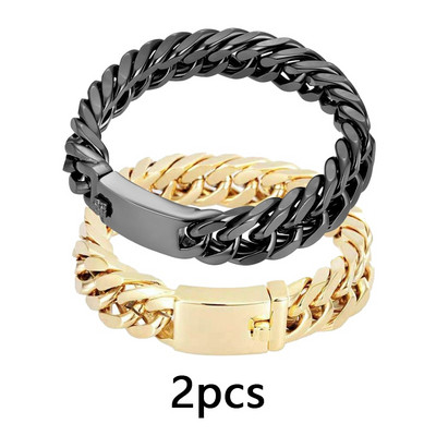 1 ΤΕΜ Ρετρό 18 καράτια επιχρυσωμένο βραχιόλι για άνδρες Προσωπικότητα Hip Hop Διπλή πόρπη Domineer Fashion Βραχιόλια