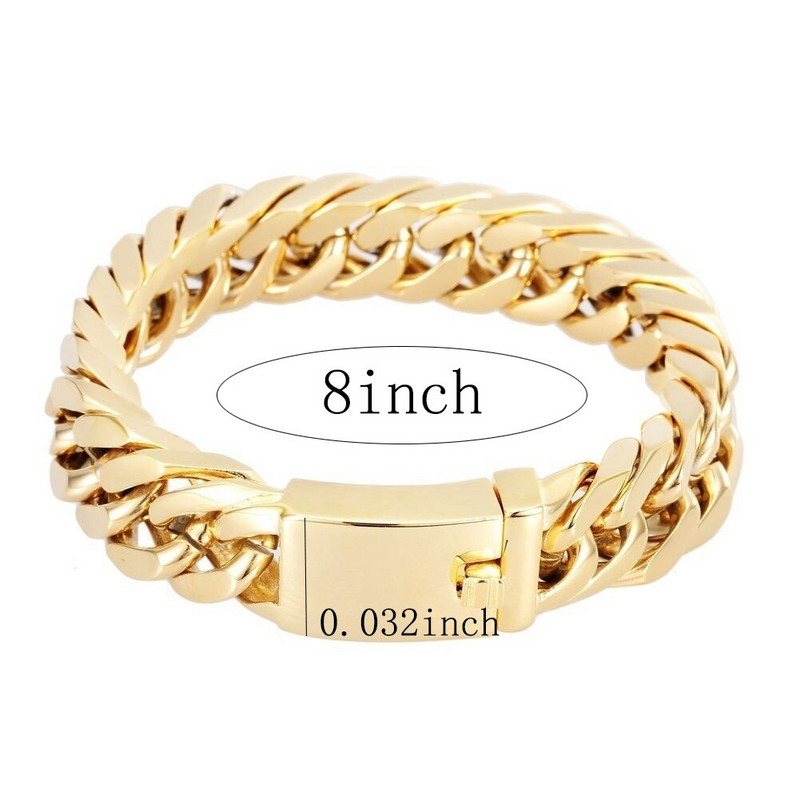 1 ΤΕΜ Ρετρό 18 καράτια επιχρυσωμένο βραχιόλι για άνδρες Προσωπικότητα Hip Hop Διπλή πόρπη Domineer Fashion Βραχιόλια