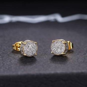 Рок хип хоп Iced Out Stud обеца за мъже мъжки ледени шипове циркон златен цвят пиърсинг аксесоари за уши Hiphop Trend Jewelry