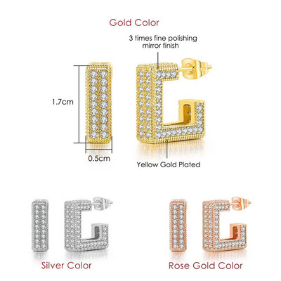 Rock Hip Hop Iced Out Stud Férfi Férfi Férfi Jégszeges cirkon Arany Szín Piercing Fül Kiegészítők Hiphop Trend Ékszerek