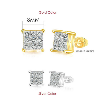 Rock Hip Hop Iced Out Stud Férfi Férfi Férfi Jégszeges cirkon Arany Szín Piercing Fül Kiegészítők Hiphop Trend Ékszerek