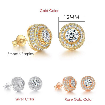 Rock Hip Hop Iced Out Stud Férfi Férfi Férfi Jégszeges cirkon Arany Szín Piercing Fül Kiegészítők Hiphop Trend Ékszerek