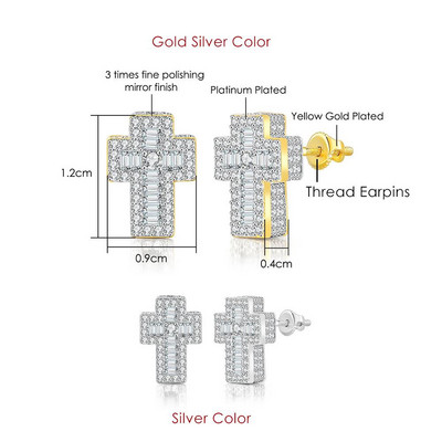 Rock Hip Hop Iced Out Stud Férfi Férfi Férfi Jégszeges cirkon Arany Szín Piercing Fül Kiegészítők Hiphop Trend Ékszerek