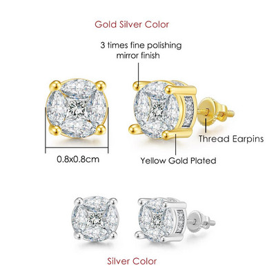 Rock Hip Hop Iced Out Stud Férfi Férfi Férfi Jégszeges cirkon Arany Szín Piercing Fül Kiegészítők Hiphop Trend Ékszerek