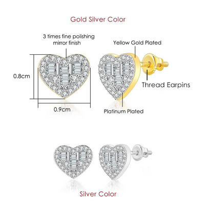 Rock Hip Hop Iced Out Stud Férfi Férfi Férfi Jégszeges cirkon Arany Szín Piercing Fül Kiegészítők Hiphop Trend Ékszerek