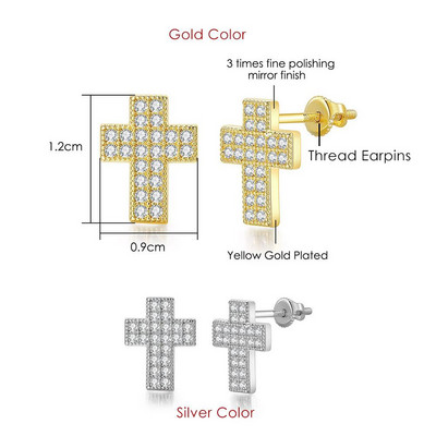 Rock Hip Hop Iced Out Stud Férfi Férfi Férfi Jégszeges cirkon Arany Szín Piercing Fül Kiegészítők Hiphop Trend Ékszerek