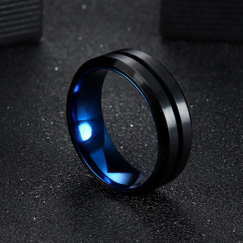 Μόδα δαχτυλίδια κλωστής από ανοξείδωτο ατσάλι για άνδρες Γυναικεία Μπλε αυλάκωση λοξότμητη αλυσίδα περιστρεφόμενης δαχτυλιδιού Fidget Wedding Promise Jewelry