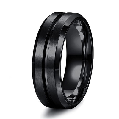 Модни въртящи се пръстени от неръждаема стомана за мъже, жени Blue Groove Верига със скосен ръб Въртящ се пръстен Fidget Ring Сватбени обещания Бижута