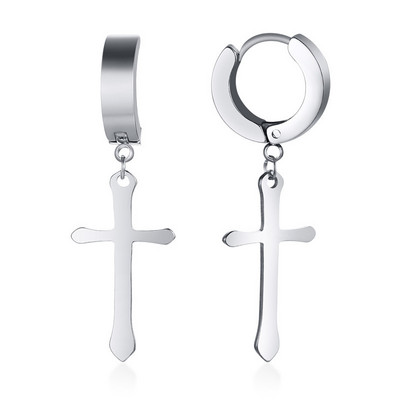 Naušnice od nehrđajućeg čelika s križnim privjeskom za muškarce Muški nakit