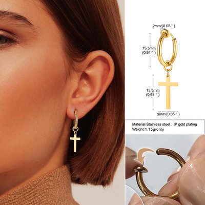 Naušnice od nehrđajućeg čelika s križnim privjeskom za muškarce Muški nakit