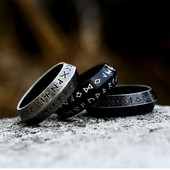 Vintage Odin nordijski vikinški amulet od nehrđajućeg čelika Prsten s runama za muškarce Retro prstenje s riječima Darovi za Valentinovo Vjenčani prsten Nakit