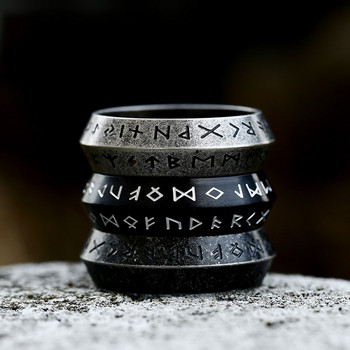 Vintage δαχτυλίδι από ανοξείδωτο ατσάλι Odin Norse Viking Rune για άνδρες Ρετρό Λέξεις Δαχτυλίδια Δώρα Κοσμήματα για μπάντα γάμου