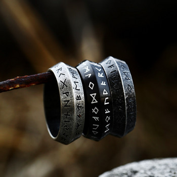 Vintage δαχτυλίδι από ανοξείδωτο ατσάλι Odin Norse Viking Rune για άνδρες Ρετρό Λέξεις Δαχτυλίδια Δώρα Κοσμήματα για μπάντα γάμου