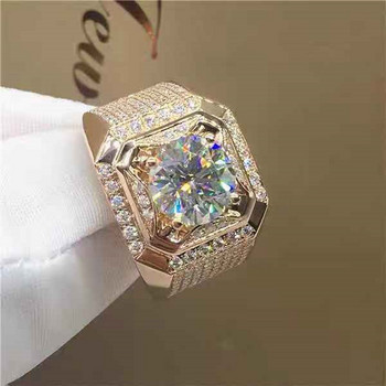 Μόδα ροζ χρυσό Χρώμα Big Birthstone Κρυστάλλινα δαχτυλίδια για άνδρες Γυναικεία Δαχτυλίδι αρραβώνων Πολυτελές Δώρο επετείου κοσμημάτων γάμου