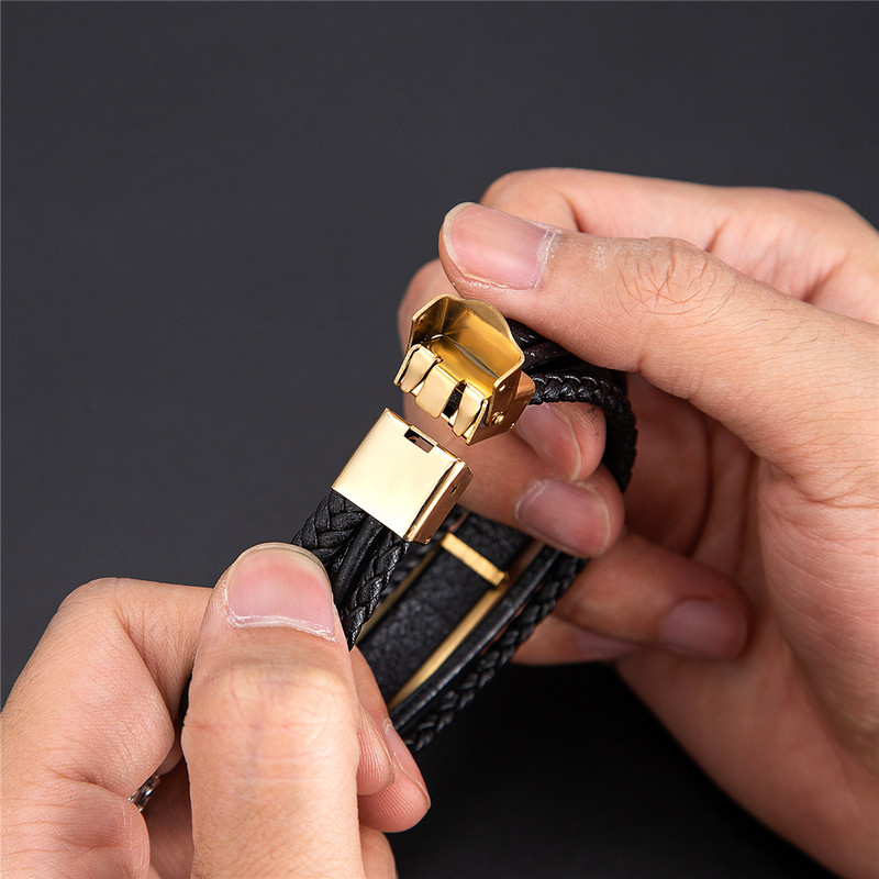 Jaunas panku nerūsējošā tērauda enkura rokassprādzes īstas ādas rokassprādzes un rokassprādzes vīriešiem rokassprādzes rotaslietas melnas krāsas modes dāvana