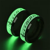 Divatos, rozsdamentes acél világító gyűrűk férfiaknak, nőknek, sötétben izzó kocka minta Pár gyűrű esküvői zenekarok ékszer ajándék