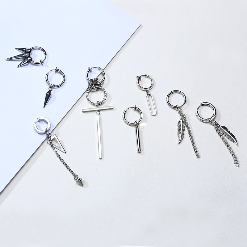 EBAREGULAARNE KOLMNURGA PIKK KET KETID KÕRVAKÕRVE MEESTELE UNISEX EHTED KIVIM KARVI KARVI KLAMBRIGA PIRCING ILMA PIRCSITA