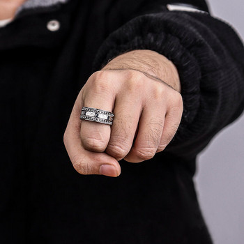 Μόδα Ανδρικά δαχτυλίδια με αλυσίδα από ανοξείδωτο ατσάλι ρετρό δαχτυλίδι Odin Norse Viking Runes Δαχτυλίδι από τιτάνιο για άντρες Amul Κοσμήματα