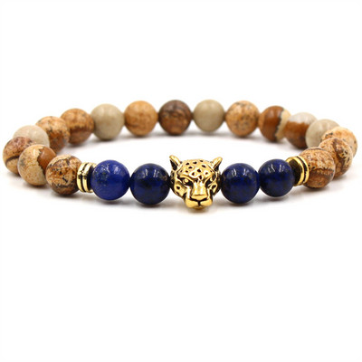 Klassikaline mustvalge loomade helmestega käevõru Klassikaline looduslikust kivist paari käevõru Meeste ja naiste moeehted Aksessuaarid