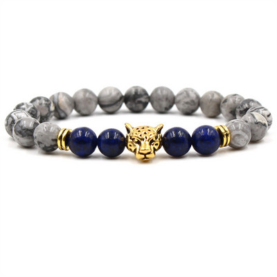 Klassikaline mustvalge loomade helmestega käevõru Klassikaline looduslikust kivist paari käevõru Meeste ja naiste moeehted Aksessuaarid