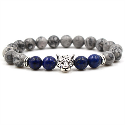 Klassikaline mustvalge loomade helmestega käevõru Klassikaline looduslikust kivist paari käevõru Meeste ja naiste moeehted Aksessuaarid