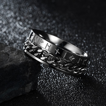 Μόδα 8mm από ανοξείδωτο ατσάλι Spinner δαχτυλίδια Fidget για γυναίκες Ανδρικά Vintage Norse Viking Runes Δαχτυλίδια Ρετρό κοσμήματα Amult